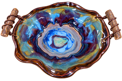 Copper & Natural Driftwood Handles Bowl 