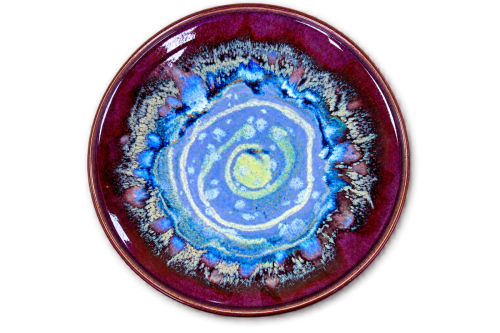Blue & Burgundy Ceramic Plate