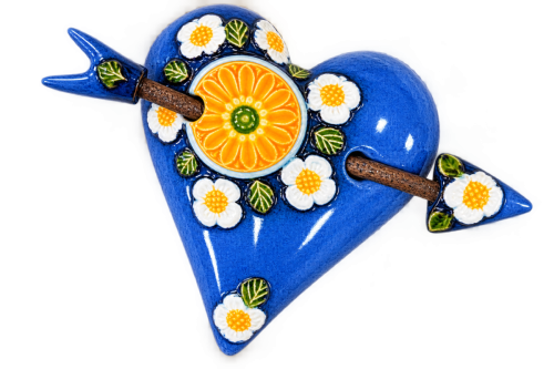 Blue Floral Heart with Arrow